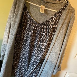 Cardigan with faux shirt inside